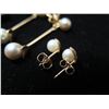 Image 2 : Qty 2 Pair Gold 14K w/ Pearl Pierced Earrings & Metal Studs 3.98g