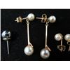 Image 3 : Qty 2 Pair Gold 14K w/ Pearl Pierced Earrings & Metal Studs 3.98g