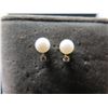Image 2 : Pair Gold 14K Pearl Earrings w/ Diamond Accents 1.09g