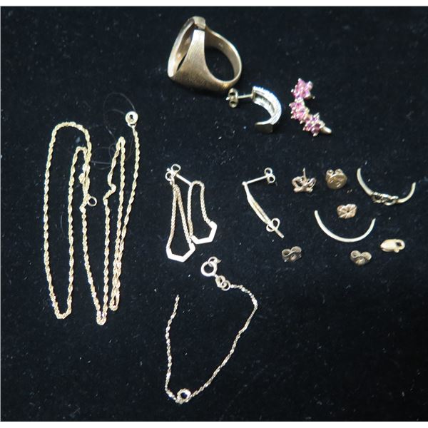 Multiple Broken & Misc Pieces Jewelry, Some 10K-14K, 18.79g