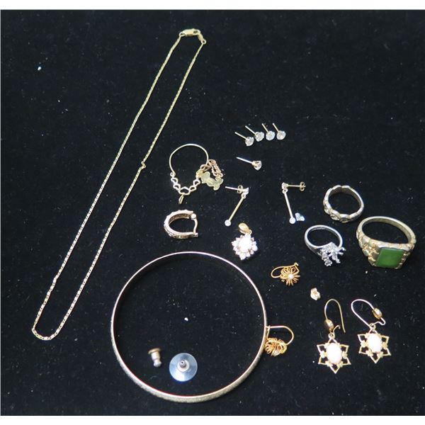 Multiple Pieces Costume Jewelry, Some Gold Plated w/ Clear Stones