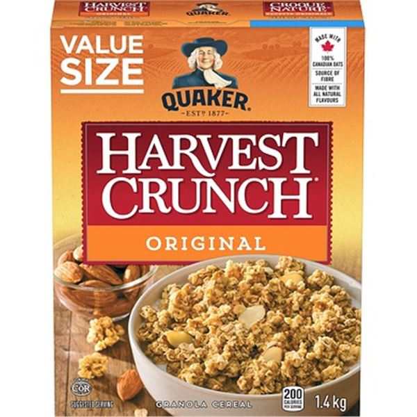 $7.00/box QUAKER HARVEST CRUNCH ORIGINAL 1.4 KG. BB APR 2023