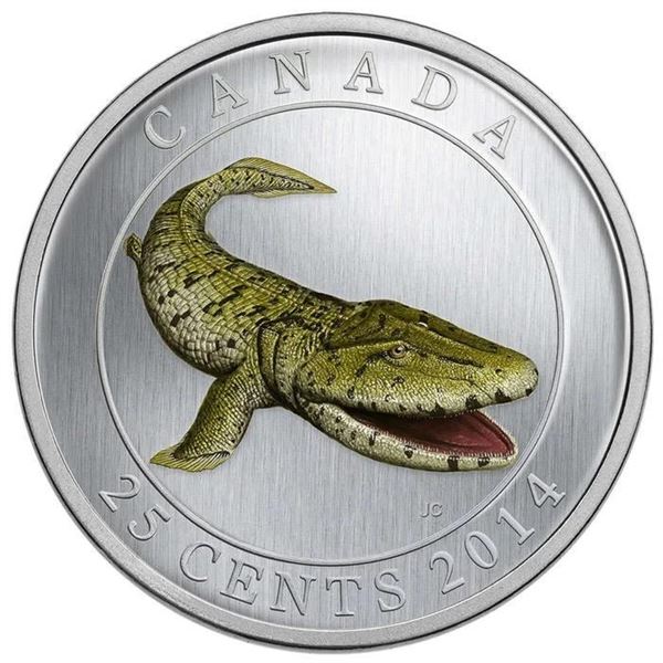 2014 25c Prehistoric Creatures: Tiktaalik - Glow-in-the-Dark Coloured Coin