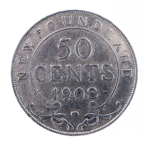 NFLD. 1908 Edward Sterling Silver 50 cents