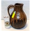 Image 1 : HOMEMADE POTTERY JUG WITH VELVET
