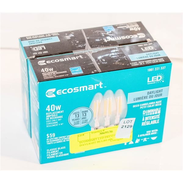 ECOSMART LED DECO CANDELABRA DAYLIGHT BULBS 6PC