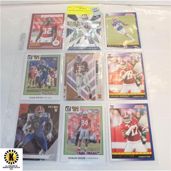 LOT OF 9 FOOTBALL ROOKIE CARDS