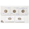 Image 1 : 5 NEWFOUNDLAND SILVER COINS 1940, 41, 42, 43 & 45