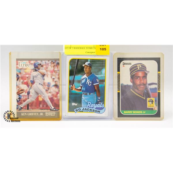 LOT OF 3 BASEBALL STAR CARDS