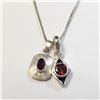 BZ1465-165 SILVER GARNET BOXCHAIN 16" NECKLACE