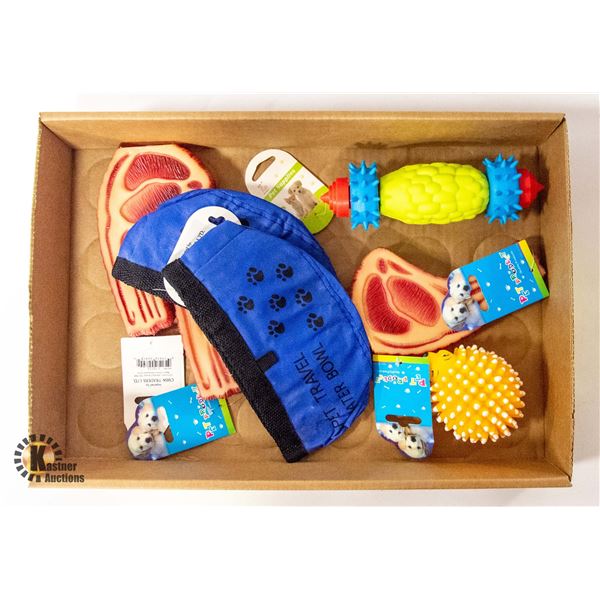 FLAT OF DOG TOYS