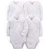 Image 1 : NEW 4 PACK OF CARTERS ALL WHITE KIMONO BABY SUITS
