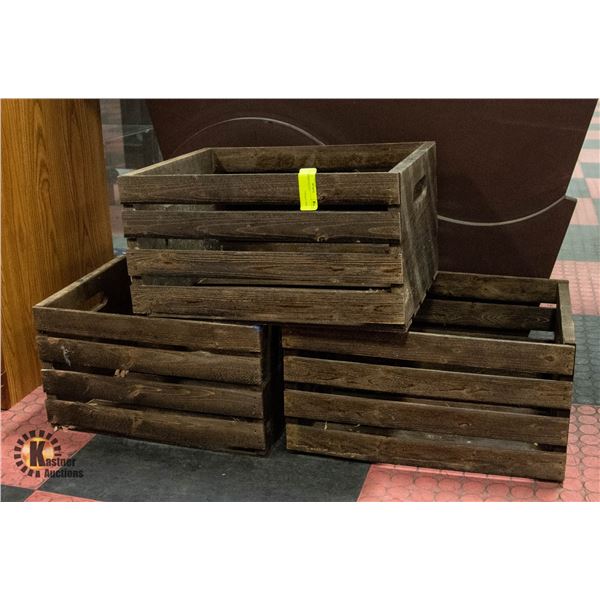 3 WOODEN CRATES