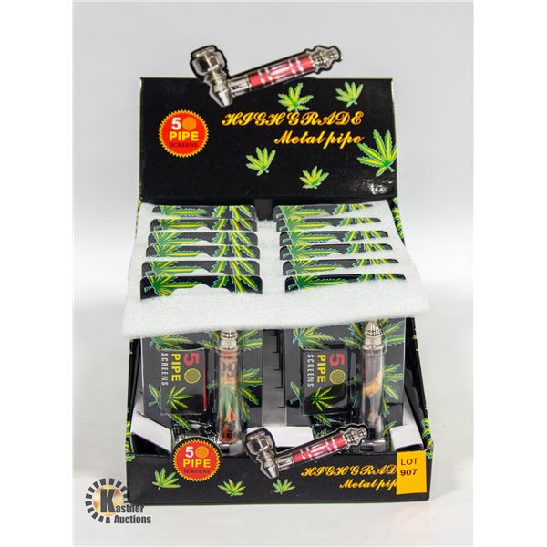 CASE OF 12 METAL HERB PIPES