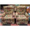 Image 1 : VINTAGE FLORAL SWIVEL ARM CHAIRS- SET OF 2