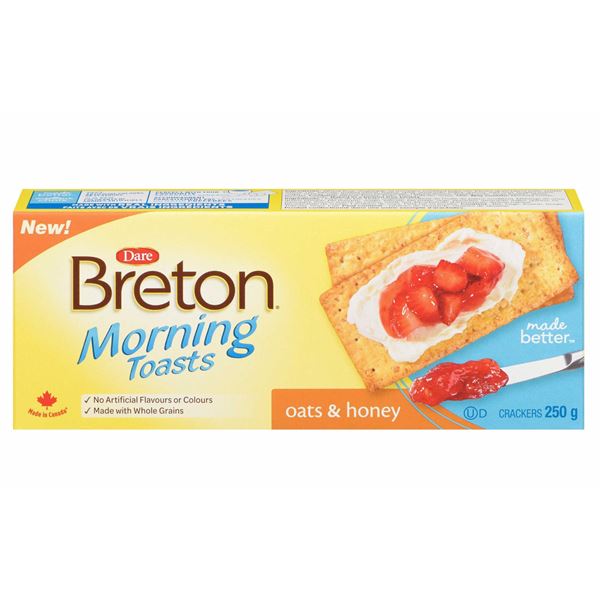 4 NEW BOXES OF BRETON OAT & HONEY MORNING TOASTS