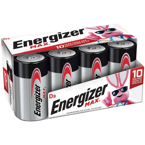 NEW ENERGIZER MAX D8 WITH A 10 YEAR SHELF LIFE