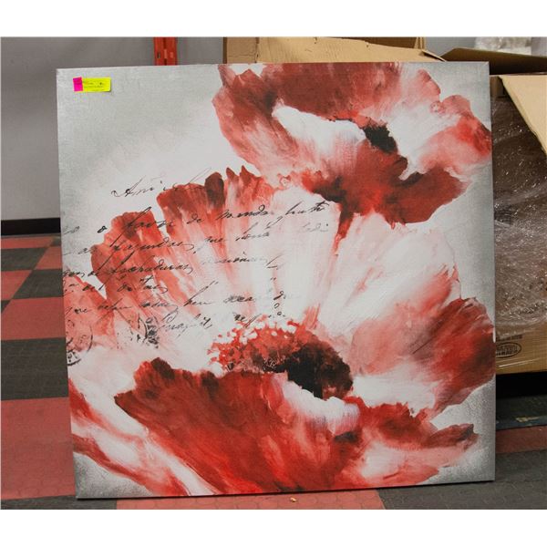 CANVAS RED & WHITE FLOWERS PAINTING