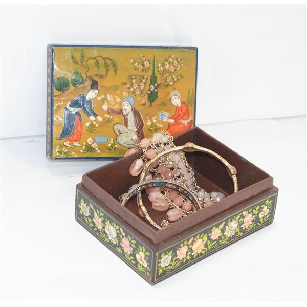 HAND PAINTED ASIAN/INDIA JEWELRY TRINKET BOX