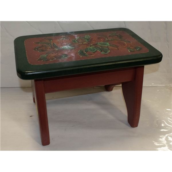 VINTAGE ROSEMALING FOLK ART STEP STOOL