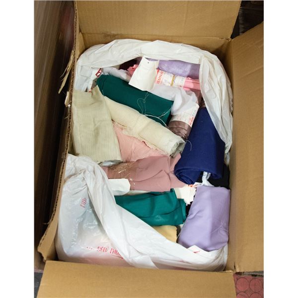 LARGE BOX OF FABRIC REMNANTS