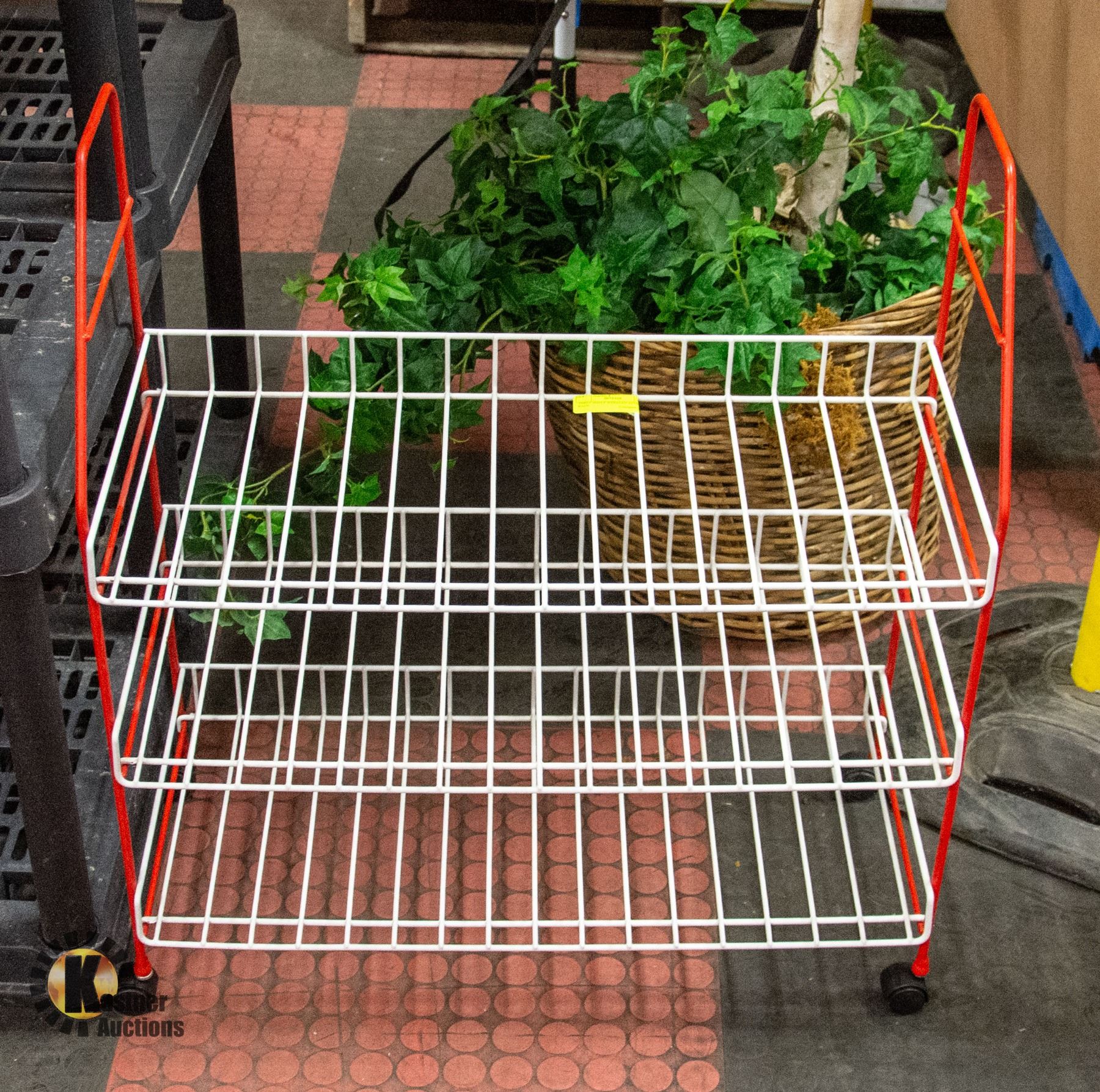 THREE SHELF WHEELED STORAGE RACK