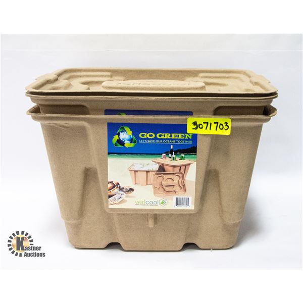 2 NEW VERICOOLERS GO GREEN COOLERS WITH LIDS
