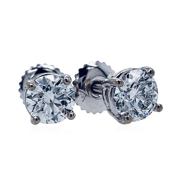 1.00 ctw Diamond Stud Earrings - 14KT White Gold