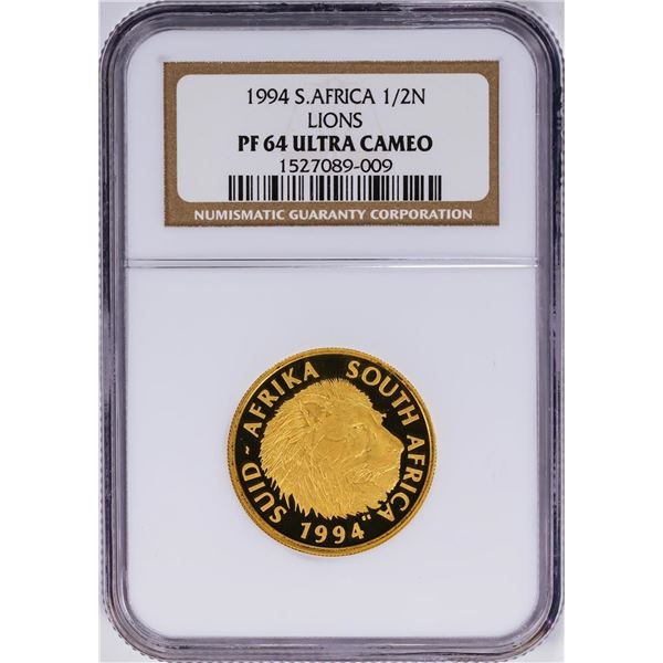 1994 S. Africa 1/2oz Lions Gold Coin PF64 Ultra Cameo