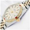 Image 4 : Rolex Mens Two Tone Silver Index Ruby and Diamond Datejust Wristwatch