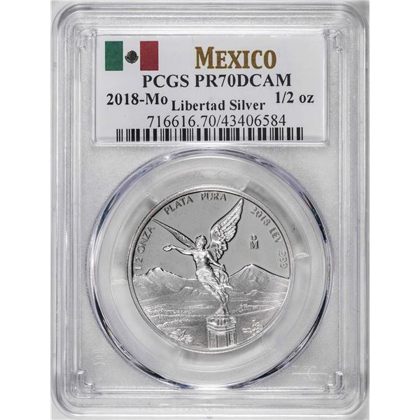 2018-Mo Mexico Proof 1/2 oz Silver Libertad Coin PCGS PR70DCAM