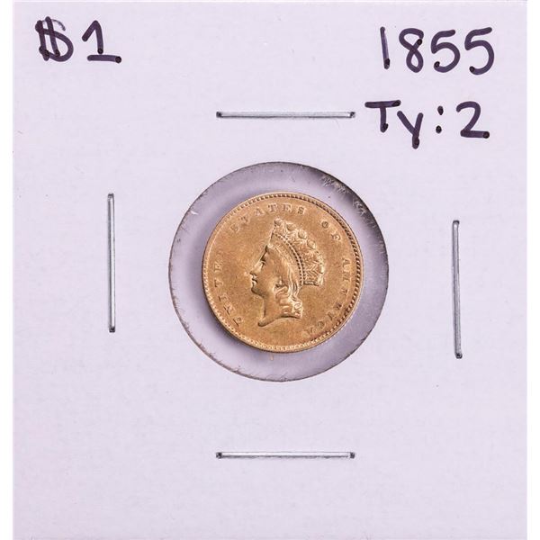 1855 Type 2 $1 Indian Princess Head Gold Dollar Coin