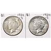 Image 1 : Lot of (2) 1924-S $1 Peace Silver Dollar Coins