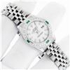 Image 4 : Rolex Ladies Stainless Steel White Index Emerald and Diamond Datejust Wristwatch