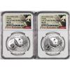 Image 1 : Lot of (2) 2016 China 10 Yuan Silver Panda Coins NGC MS70 First Releases