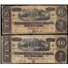 Image 1 : Lot of (2) 1864 $10 Confederate States of America Notes