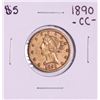 Image 1 : 1890-CC $5 Liberty Head Half Eagle Gold Coin