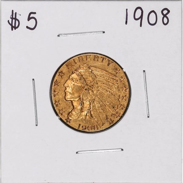 1908 $5 Indian Head Half Eagle Gold Coin