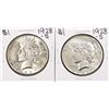 Image 1 : Lot of (2) 1928-S $1 Peace Silver Dollar Coins