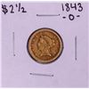 1843-O Small Date $2 1/2 Liberty Head Quarter Eagle Gold Coin