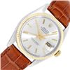 Rolex Mens Two Tone Silver Index Datejust Wristwatch With Leather Band