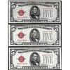 Lot of (3) 1928 $5 Legal Tender Notes