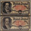 Image 1 : Lot of (2) 1874 Fifth Issue Fifty Cents Fractional Currency Notes