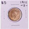 Image 1 : 1911-S $5 Indian Head Half Eagle Gold Coin