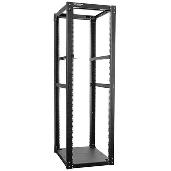 Server room equipment rack w/ assorted cables - approx. 82in tall x 22 1/2in wide x 24 1/2in depth (