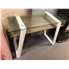 Image 1 : Contemporary glass top console table - approx. 42in wide x 20in depth x 30in height