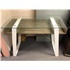 Image 2 : Contemporary glass top console table - approx. 42in wide x 20in depth x 30in height