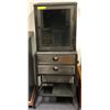 Image 1 : Contemporary 2 drawer metal side cabinet w/ display cabinet on top - approx. 23 1/2in wide x 16in de