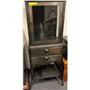 Image 2 : Contemporary 2 drawer metal side cabinet w/ display cabinet on top - approx. 23 1/2in wide x 16in de