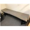 Image 1 : Wooden bench w/ metal base - approx. 61in wide x 15 1/2in depth x 18in height